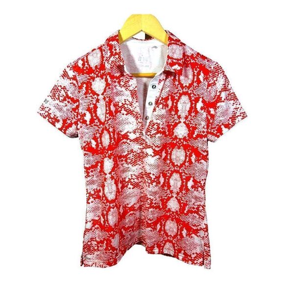 NVO Sport Women’s Short Sleeve Golf/Athletic Polo Shirt Orange/White Size Small - Picture 1 of 9